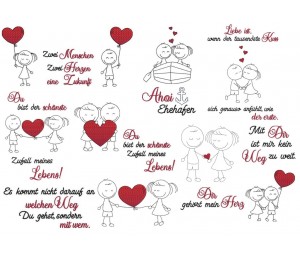 Stickserie - Strichmännchen LIEBE